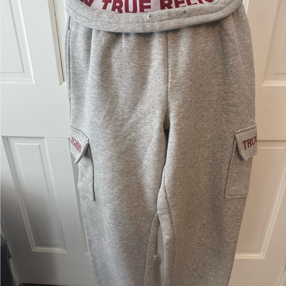True Religion Red and Gray Sweatpants